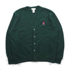 IZOD 90年代 アクリル ニット Vネック カーディガン L グリーン ワンポイントロゴ
