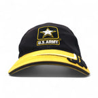 USARMY US Military Bicolor 6 Panel Cap FREE Velcro Black Yellow Cotton