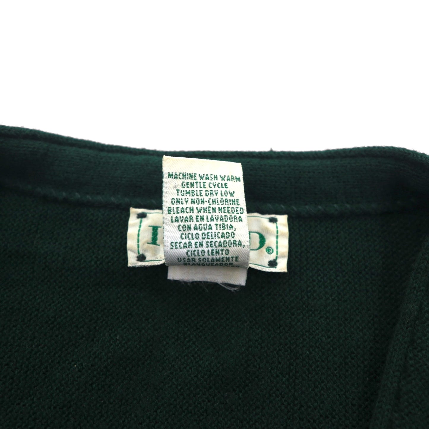 IZOD 90年代 アクリル ニット Vネック カーディガン L グリーン ワンポイントロゴ