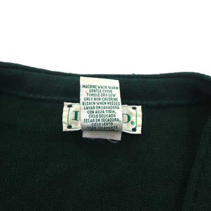 IZOD 90年代 アクリル ニット Vネック カーディガン L グリーン ワンポイントロゴ