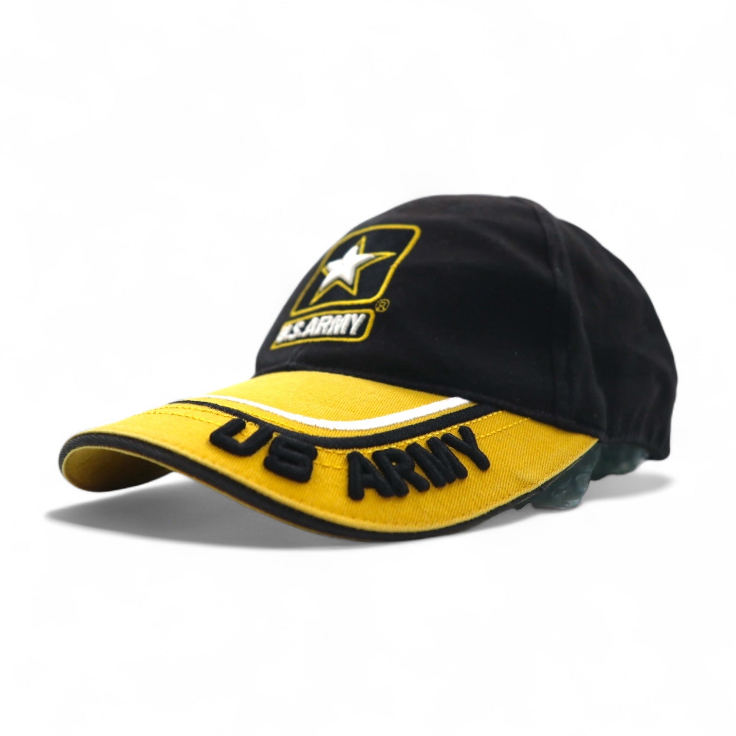 USARMY US Military Bicolor 6 Panel Cap FREE Velcro Black Yellow Cotton
