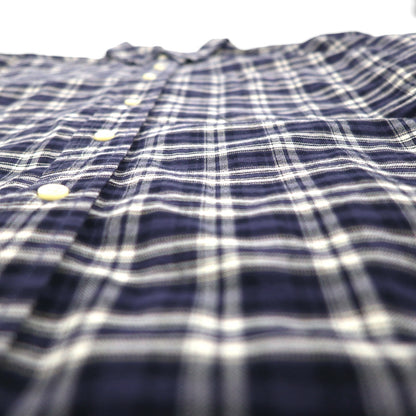 Eddie Bauer 90s Button-Down Shirt, Size L, Navy Cotton, Check, Chest Pocket