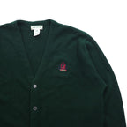 IZOD 90年代 アクリル ニット Vネック カーディガン L グリーン ワンポイントロゴ