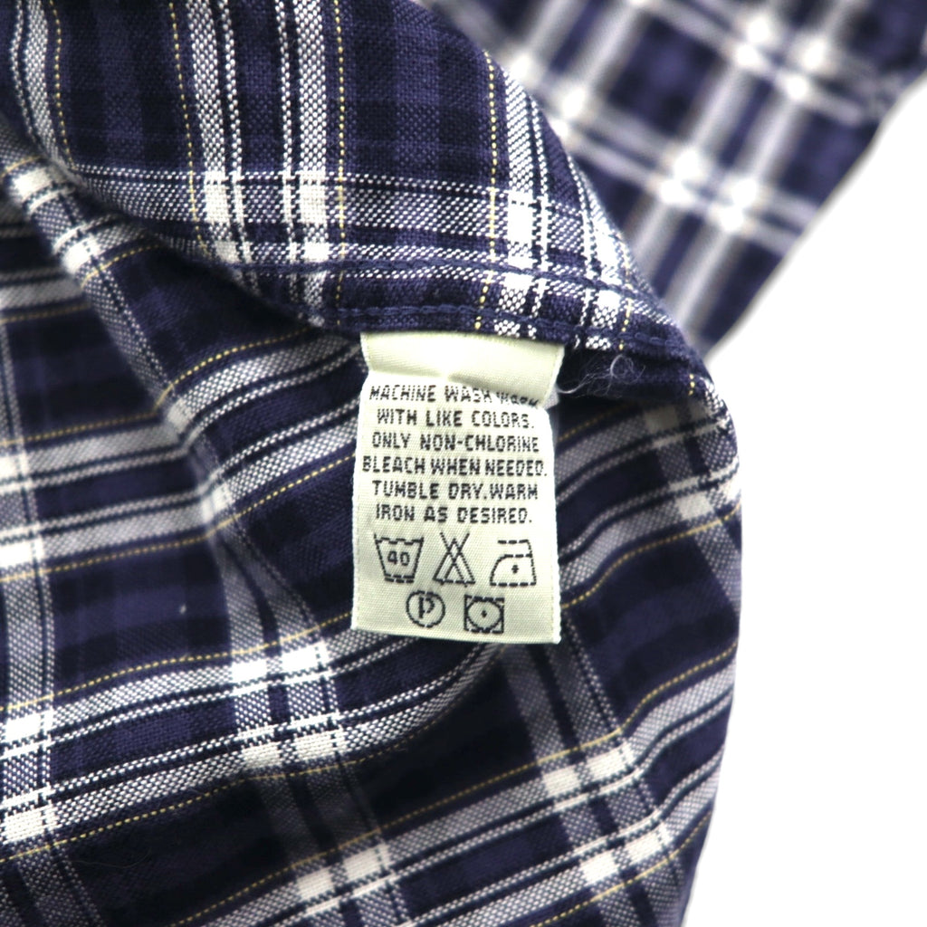 Eddie Bauer 90s Button-Down Shirt, Size L, Navy Cotton, Check, Chest Pocket