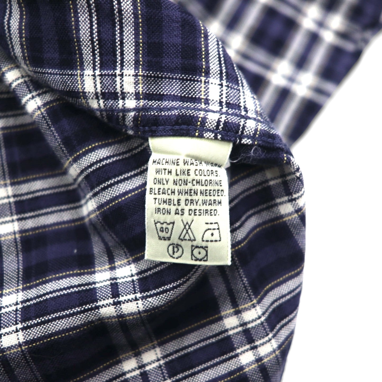 Eddie Bauer 90s Button-Down Shirt, Size L, Navy Cotton, Check, Chest Pocket