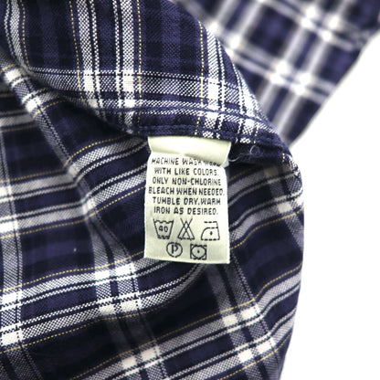 Eddie Bauer 90s Button-Down Shirt, Size L, Navy Cotton, Check, Chest Pocket