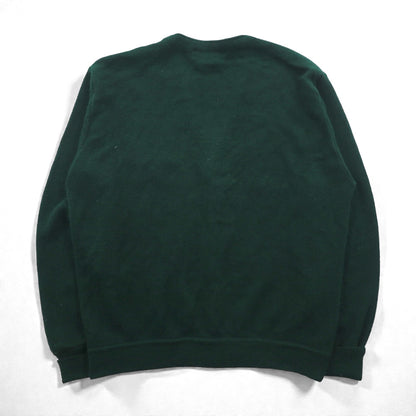 IZOD 90年代 アクリル ニット Vネック カーディガン L グリーン ワンポイントロゴ