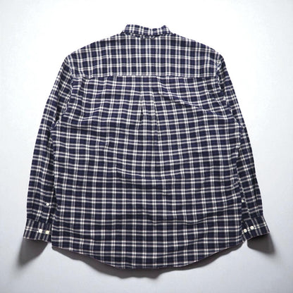 Eddie Bauer 90s Button-Down Shirt, Size L, Navy Cotton, Check, Chest Pocket