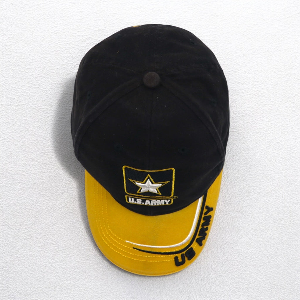 USARMY US Military Bicolor 6 Panel Cap FREE Velcro Black Yellow Cotton