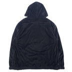 STARTER 90s Velour Pullover Hoodie L Black Polyester Logo Embroidery