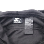 STARTER 90s Velour Pullover Hoodie L Black Polyester Logo Embroidery