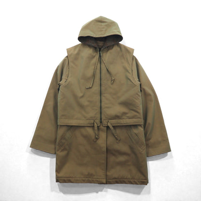 BURBERRY 英国製 90年代 ヴィンテージ 3WAY レイヤード ステンカラーコート M フーデッドベスト ヨーク 一枚袖 玉虫色 裏地ツイード イギリス製