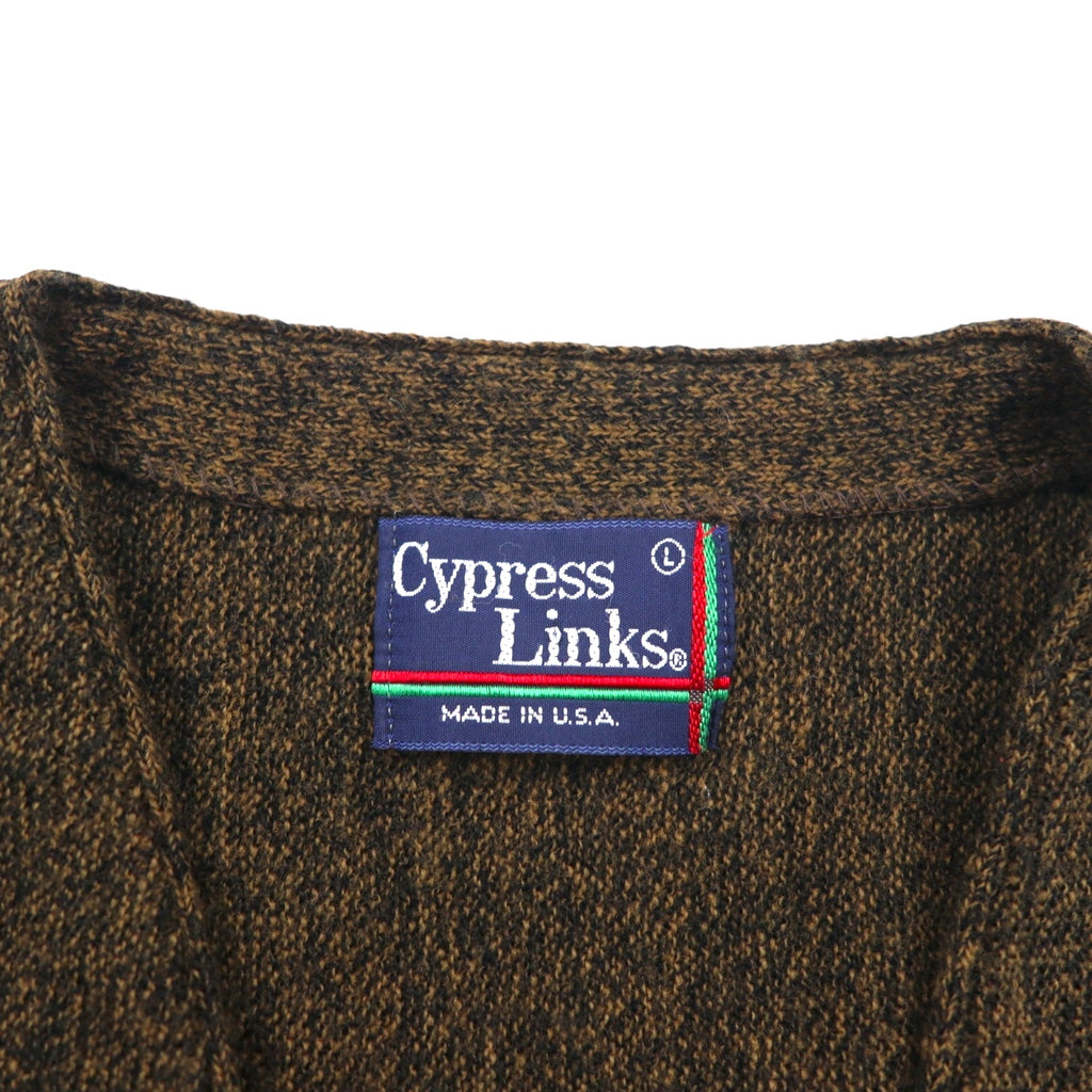 90s USA Vintage Knit Cardigan Cypress Links 90s Made in USA Knit Cardigan Size L Brown Acrylic