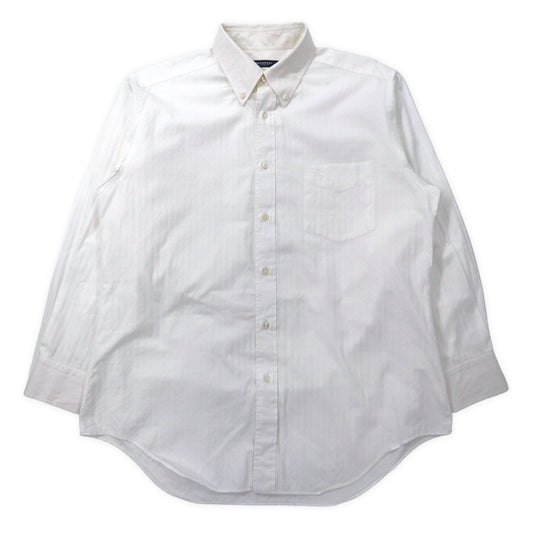 BURBERRY ボタンダウン ドレスシャツ LT ホワイト シャドーチェック コットン ワンポイントロゴ刺繍 日本製