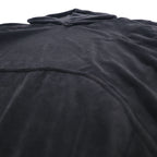 STARTER 90s Velour Pullover Hoodie L Black Polyester Logo Embroidery