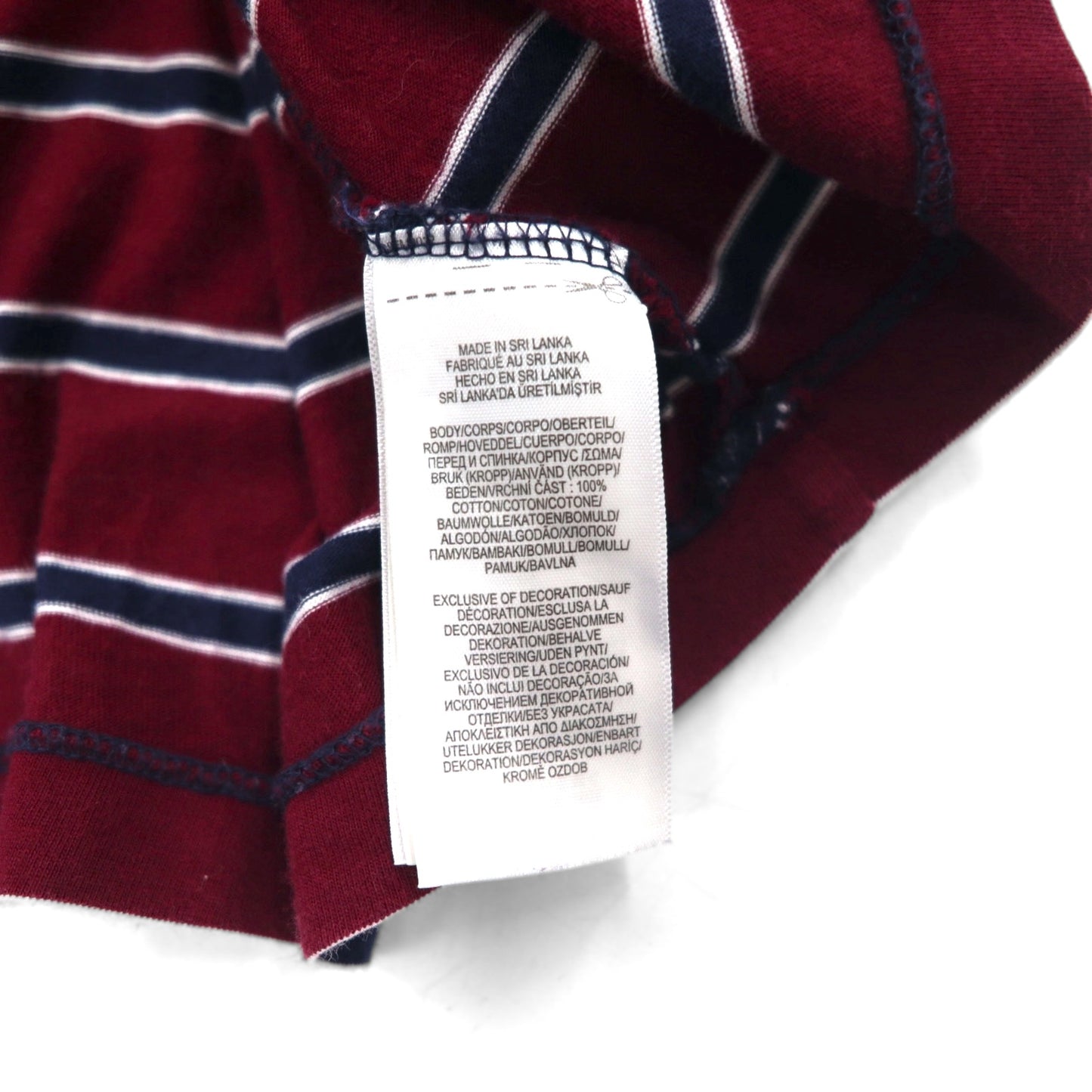 POLO RALPH LAUREN Multi-border Pocket T-shirt S Multi-color Cotton RLFC Logo Embroidery Made in Sri Lanka