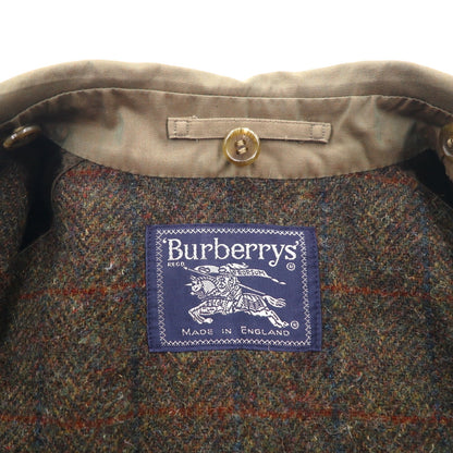 BURBERRY 英国製 90年代 ヴィンテージ 3WAY レイヤード ステンカラーコート M フーデッドベスト ヨーク 一枚袖 玉虫色 裏地ツイード イギリス製