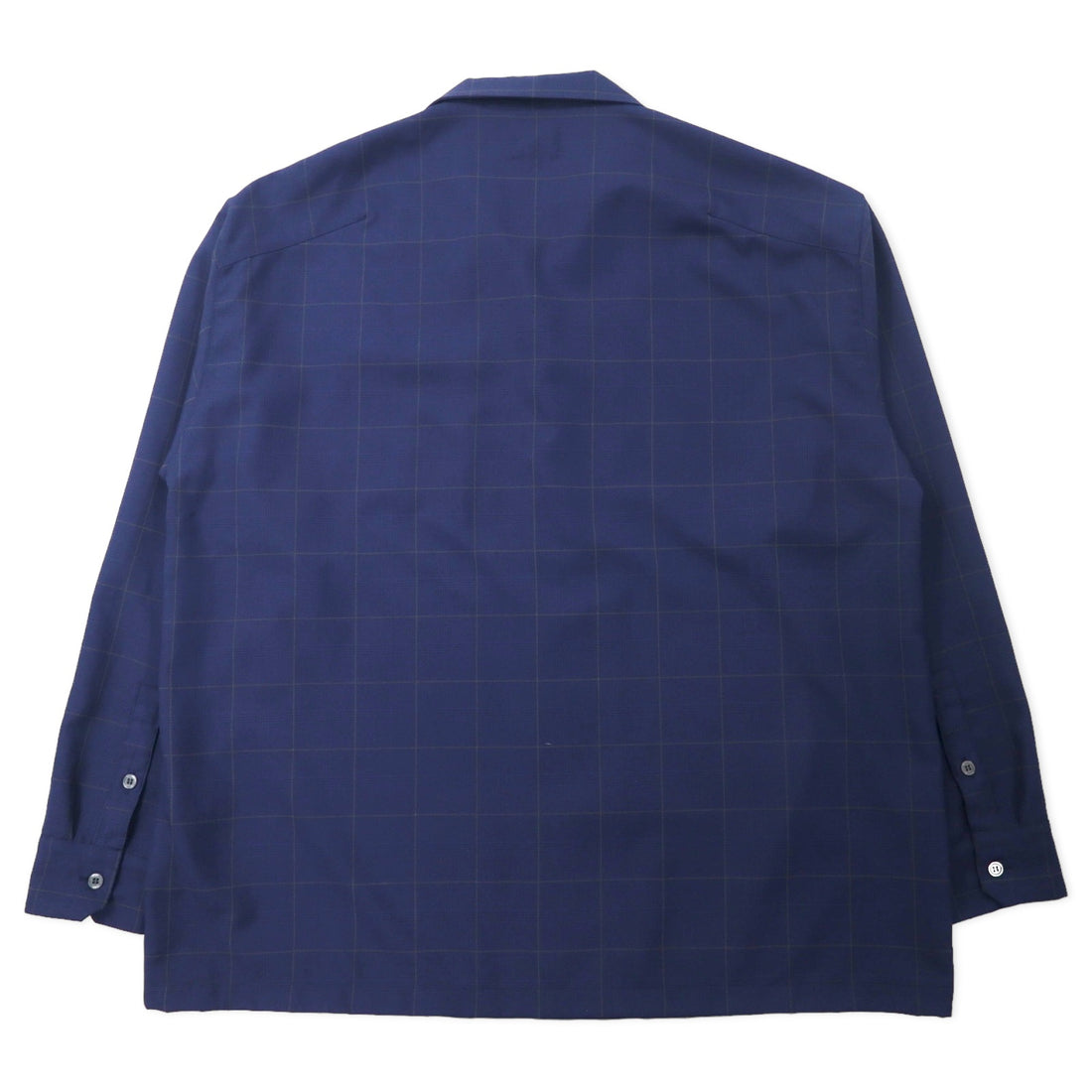 NUMBER (N)INE Open Collar L/S Shirt 3 Navy Check Polyester 810200001 Made in Japan