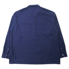 NUMBER (N)INE Open Collar L/S Shirt 3 Navy Check Polyester 810200001 Made in Japan