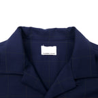 NUMBER (N)INE Open Collar L/S Shirt 3 Navy Check Polyester 810200001 Made in Japan
