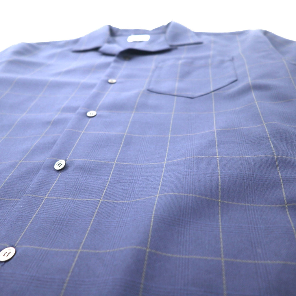 NUMBER (N)INE Open Collar L/S Shirt 3 Navy Check Polyester 810200001 Made in Japan