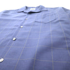 NUMBER (N)INE Open Collar L/S Shirt 3 Navy Check Polyester 810200001 Made in Japan
