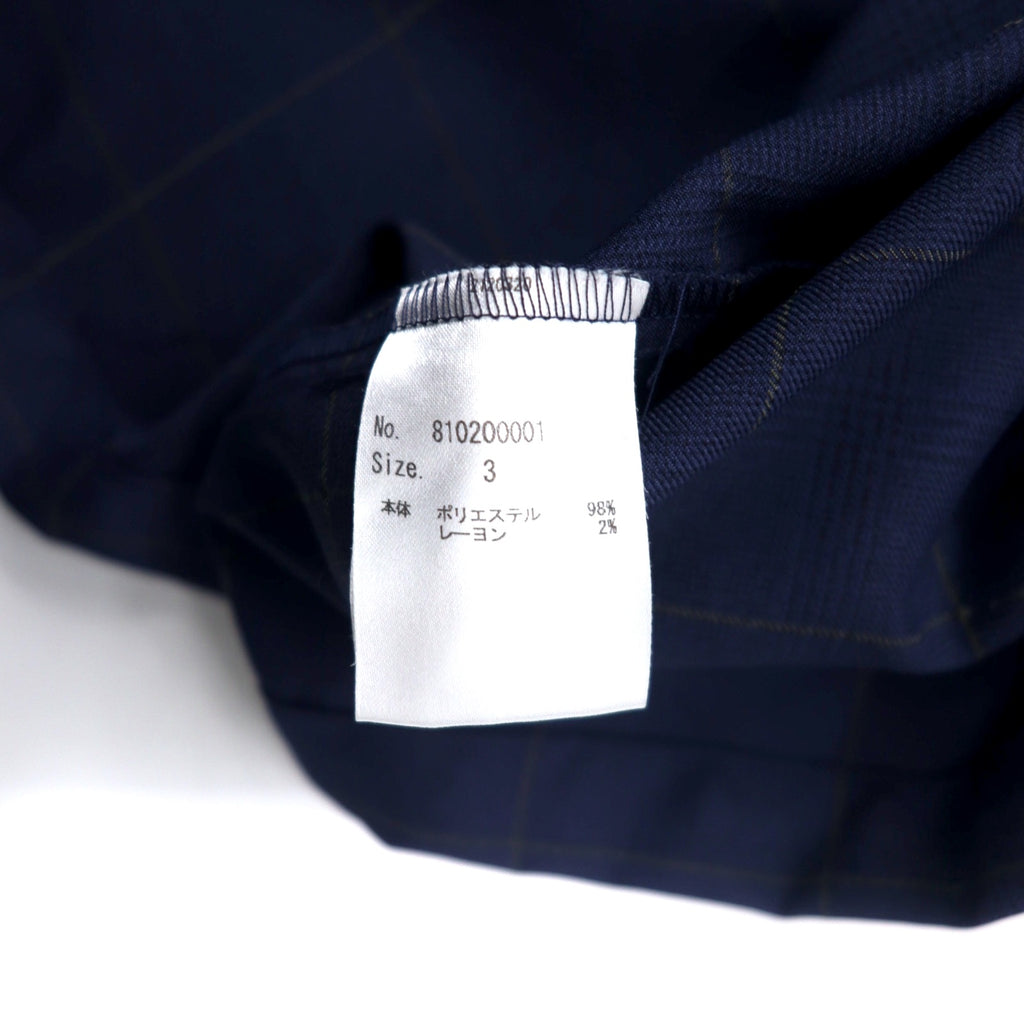 NUMBER (N)INE Open Collar L/S Shirt 3 Navy Check Polyester 810200001 Made in Japan