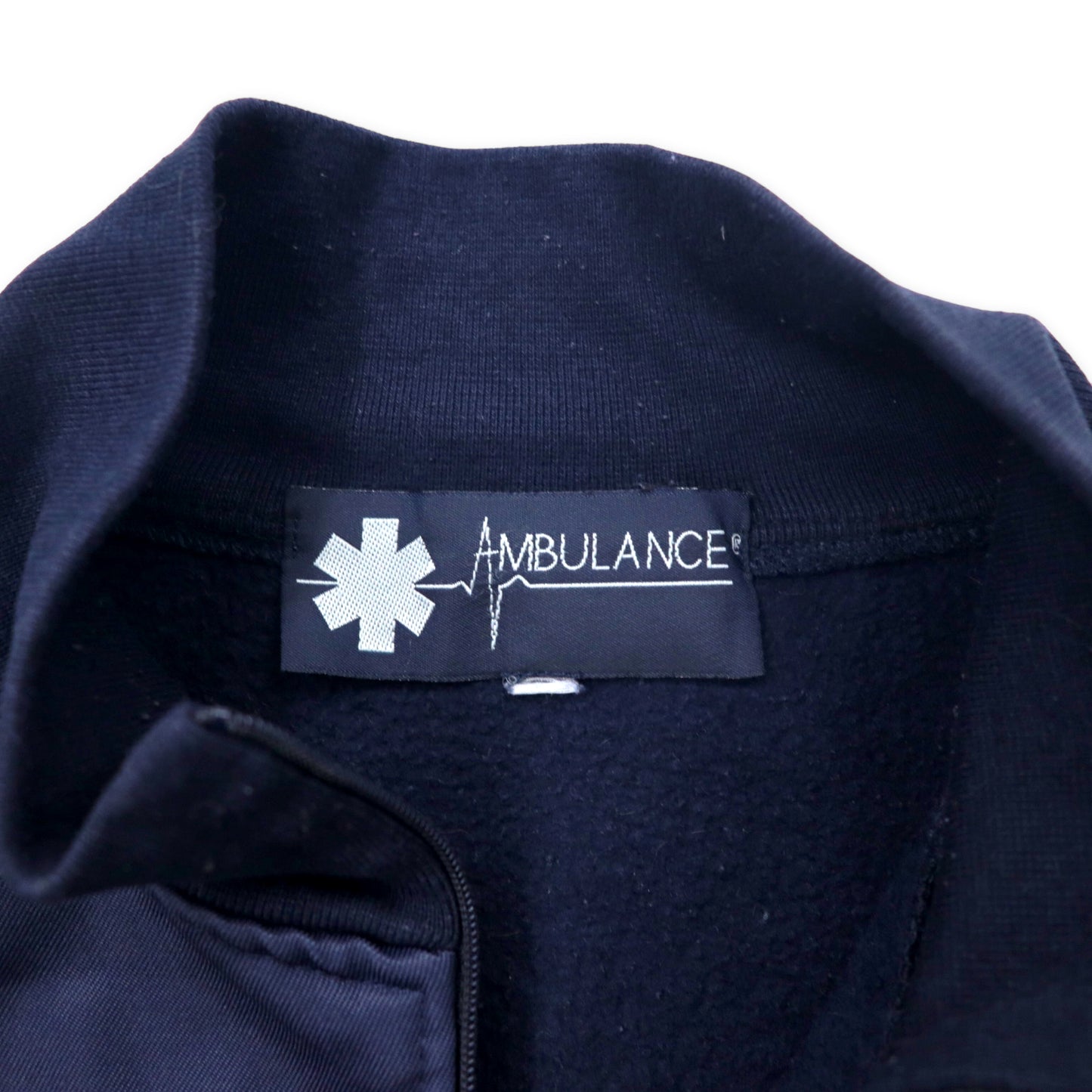 AMBULANCE ヨーロッパ製 ユーロワーク ハーフジップ スウェットシャツ 3XL ネイビー コットン ポリエステル 異素材切り替え ドローコード ビッグサイズ