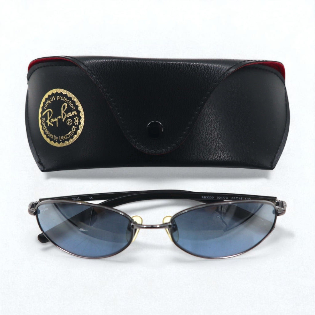 Ray-Ban Oval Sunglasses, Black Metal Frame, RB3230 004/7C, 55-18, 135mm