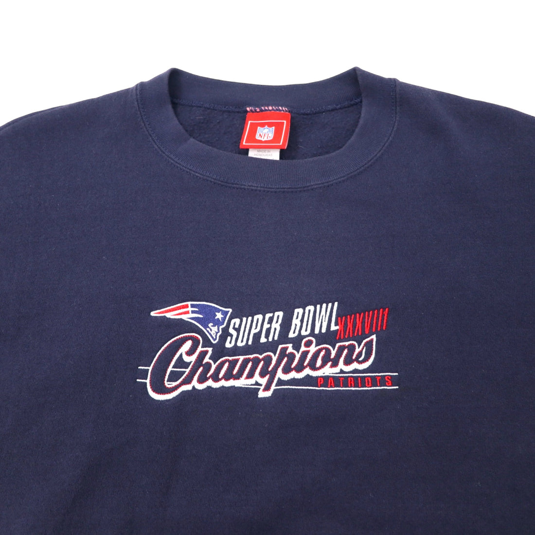 NFL Patriots Embroidered Sweatshirt XL Navy Cotton Fleece Lining SUPER BOWL Champions Big Size