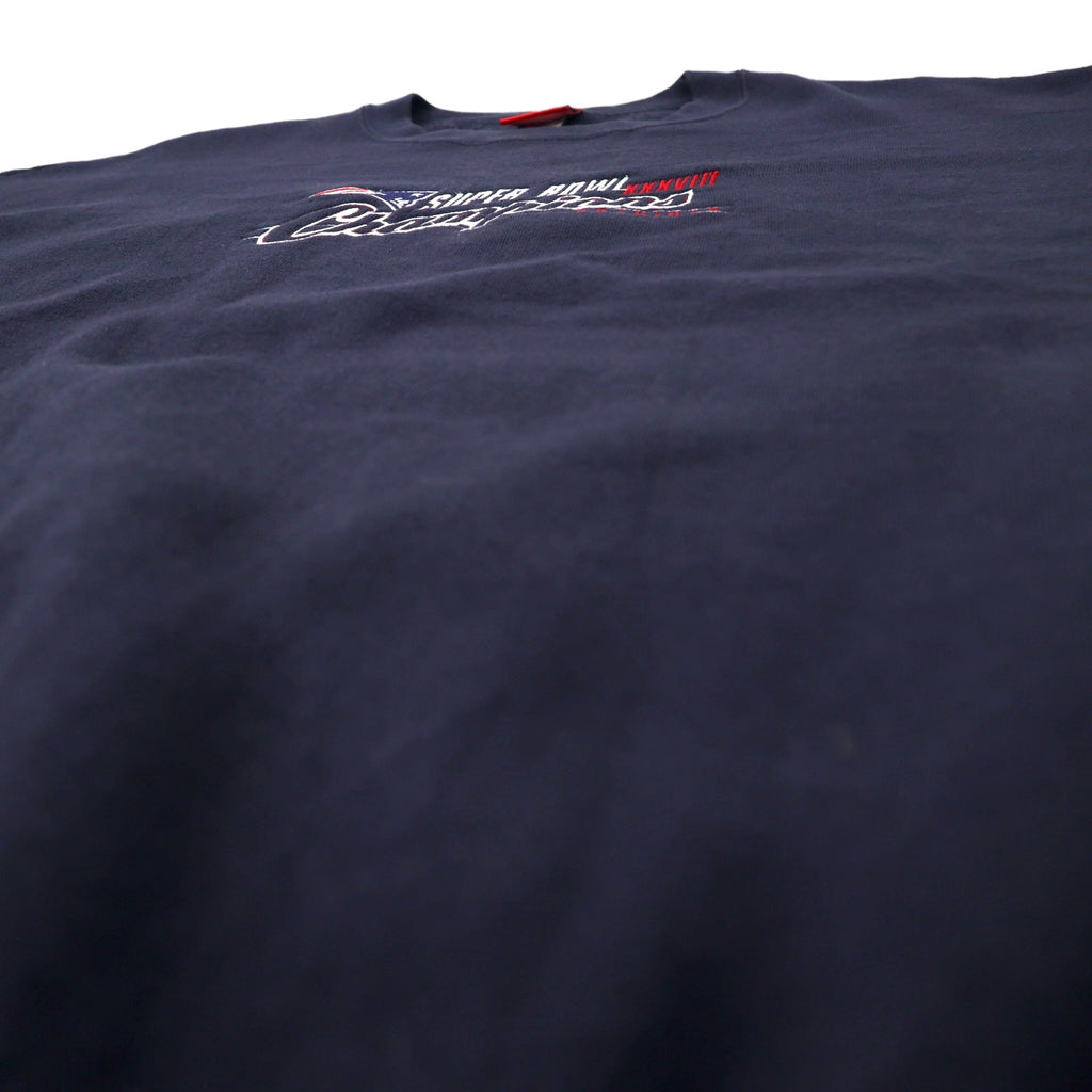 NFL Patriots Embroidered Sweatshirt XL Navy Cotton Fleece Lining SUPER BOWL Champions Big Size