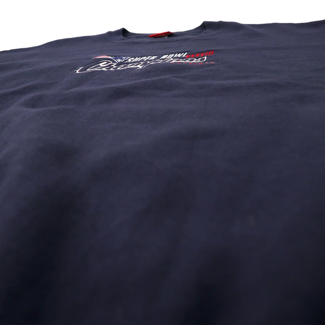 NFL Patriots Embroidered Sweatshirt XL Navy Cotton Fleece Lining SUPER BOWL Champions Big Size