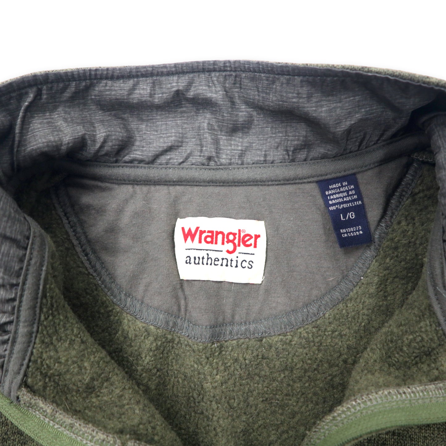 Wrangler authentics ハーフジップ フリースジャケット L カーキ ポリエステル