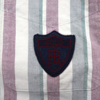 Polo Ralph Lauren 90s Cleric Shirt, Size L, Gray, Striped, Chest Pocket Patch, Emblem