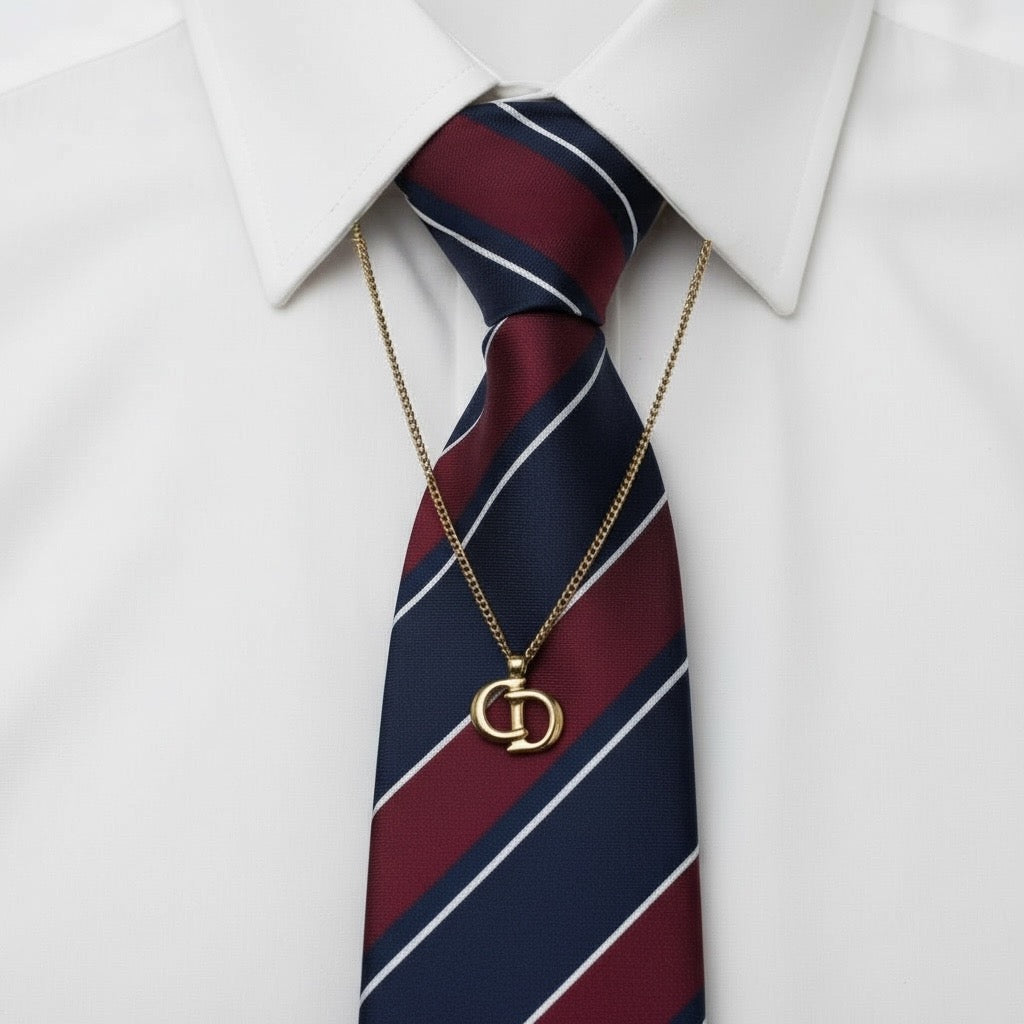 Christian Dior Tie Chain Tie Pin Gold CD Logo Old GERMANY Engraved Made in Germany