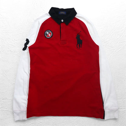 POLO RALPH LAUREN ビッグポニー ラガーシャツ XL レッド スイス POLO DOWNHILL RACING SERIES