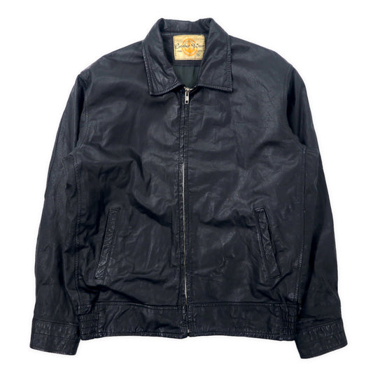 日本然リトテ-古着オンライン-Leather Wear シングル レザージャケット LL ブラック 牛革 ジップアップ ライダース-Leather Wear Wear Single Leather Jacket LL Black Cowhide Zip Up Riders