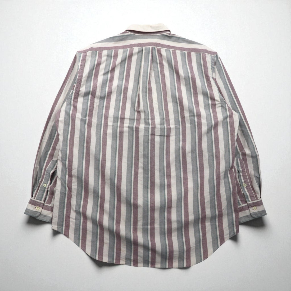 Polo Ralph Lauren 90s Cleric Shirt, Size L, Gray, Striped, Chest Pocket Patch, Emblem