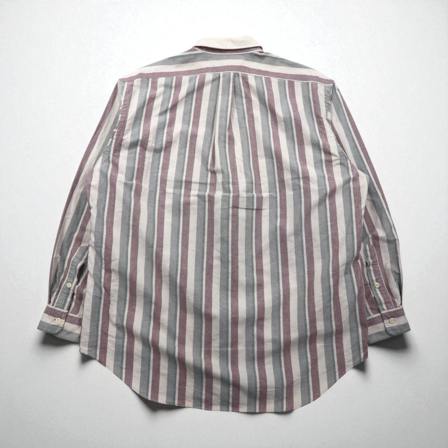 Polo Ralph Lauren 90年代 クレリックシャツ L グレー ストライプ 胸ポケット ワッペン エンブレム