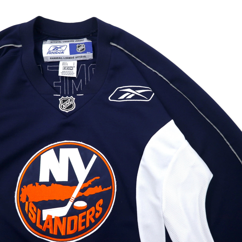 Reebok ホッケーシャツ ゲームシャツ L ネイビー ポリエステル CCM ジャージ NHL NY ISLANDERS ナンバリング ビッグサイズ