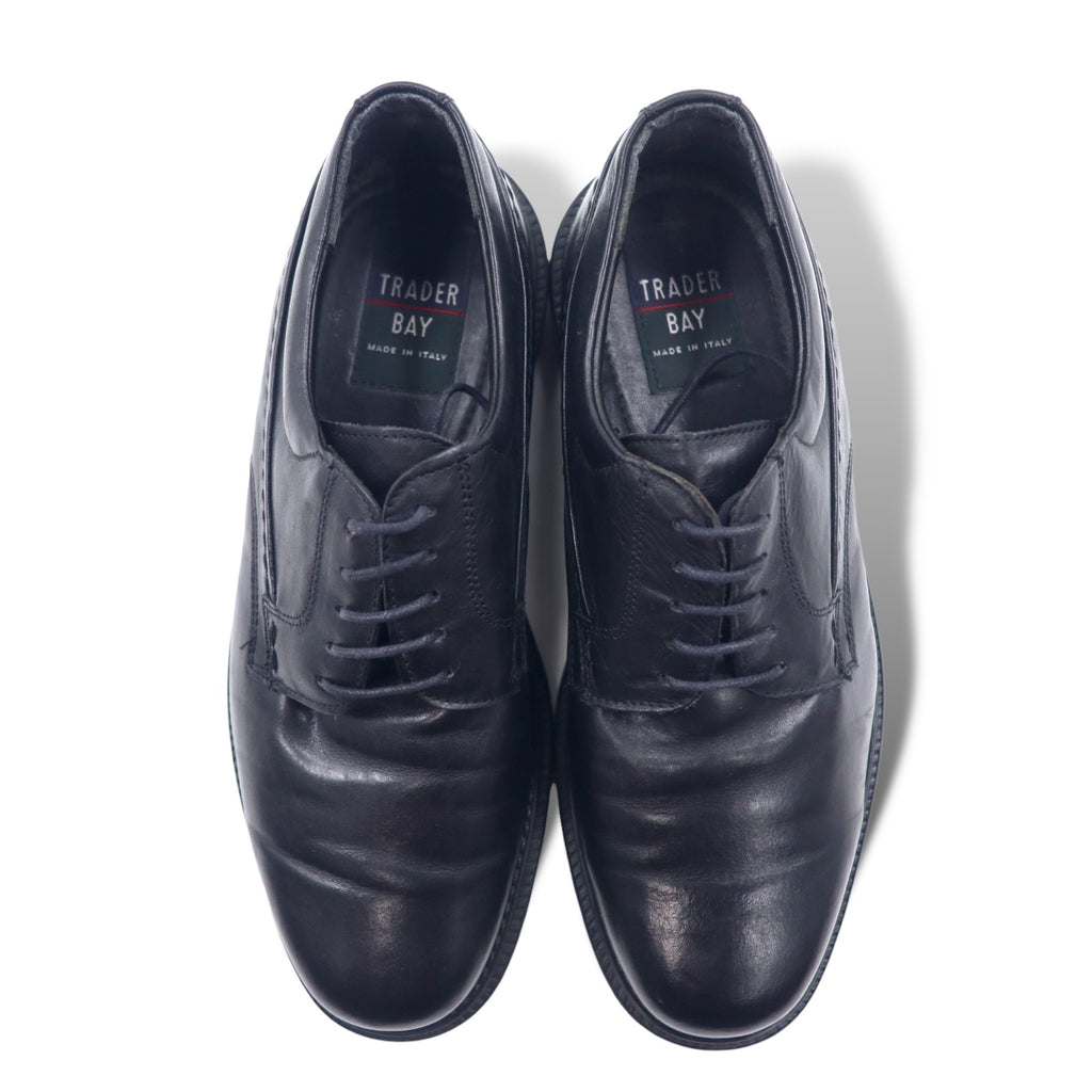 TRADER BAY Italian made plain toe dress shoes 27cm black leather 76444