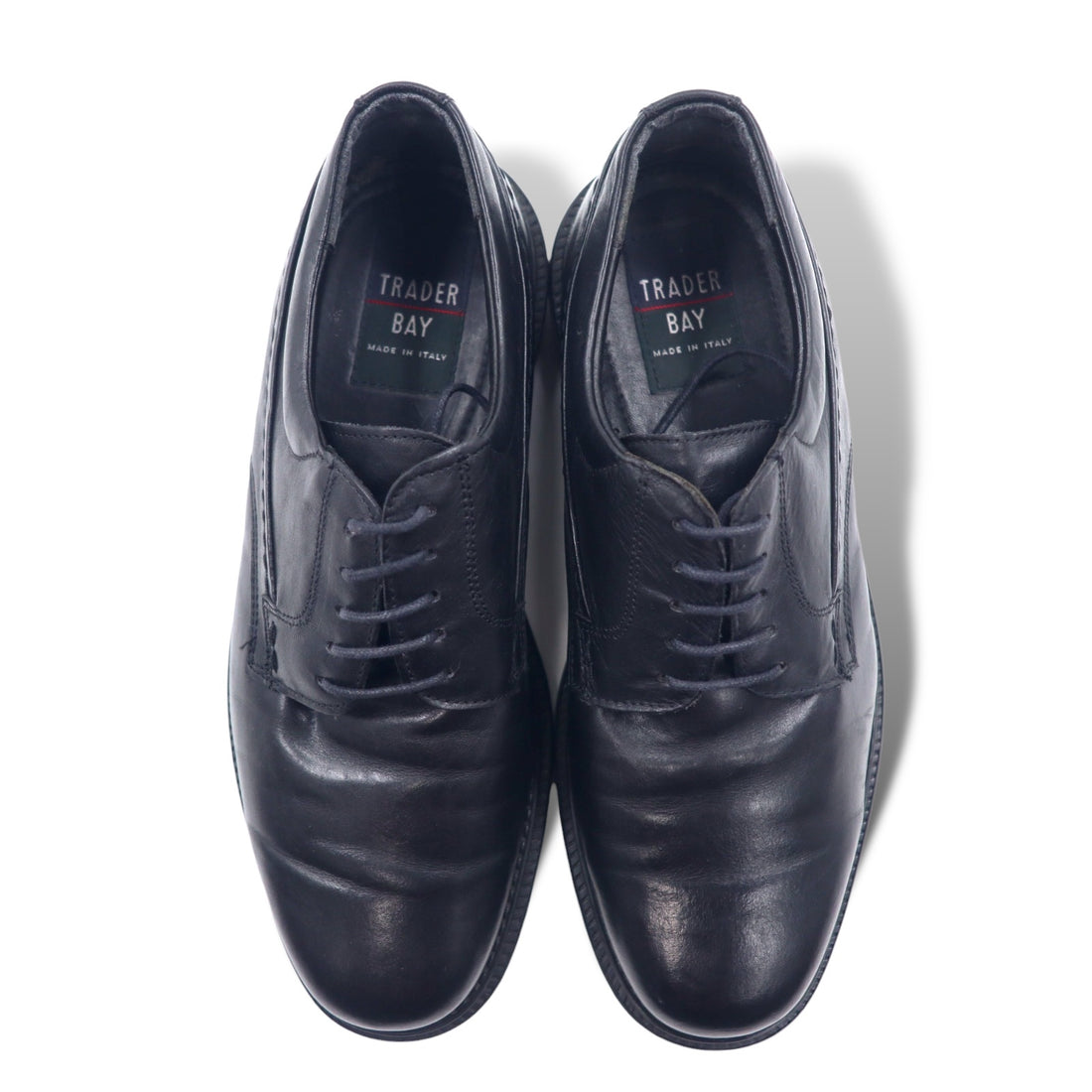 TRADER BAY Italian made plain toe dress shoes 27cm black leather 76444