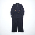 BURBERRY 80年代 日本製 ピークドラペル ダブルブレスト セットアップ スーツ S ネイビー ウール TASMANIA WOOL 紺ブレ 金ボタン ギャバジン