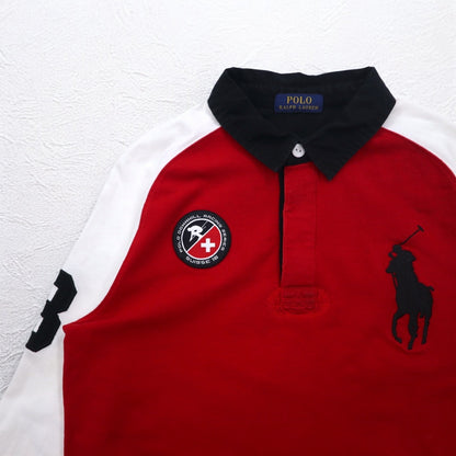 POLO RALPH LAUREN ビッグポニー ラガーシャツ XL レッド スイス POLO DOWNHILL RACING SERIES