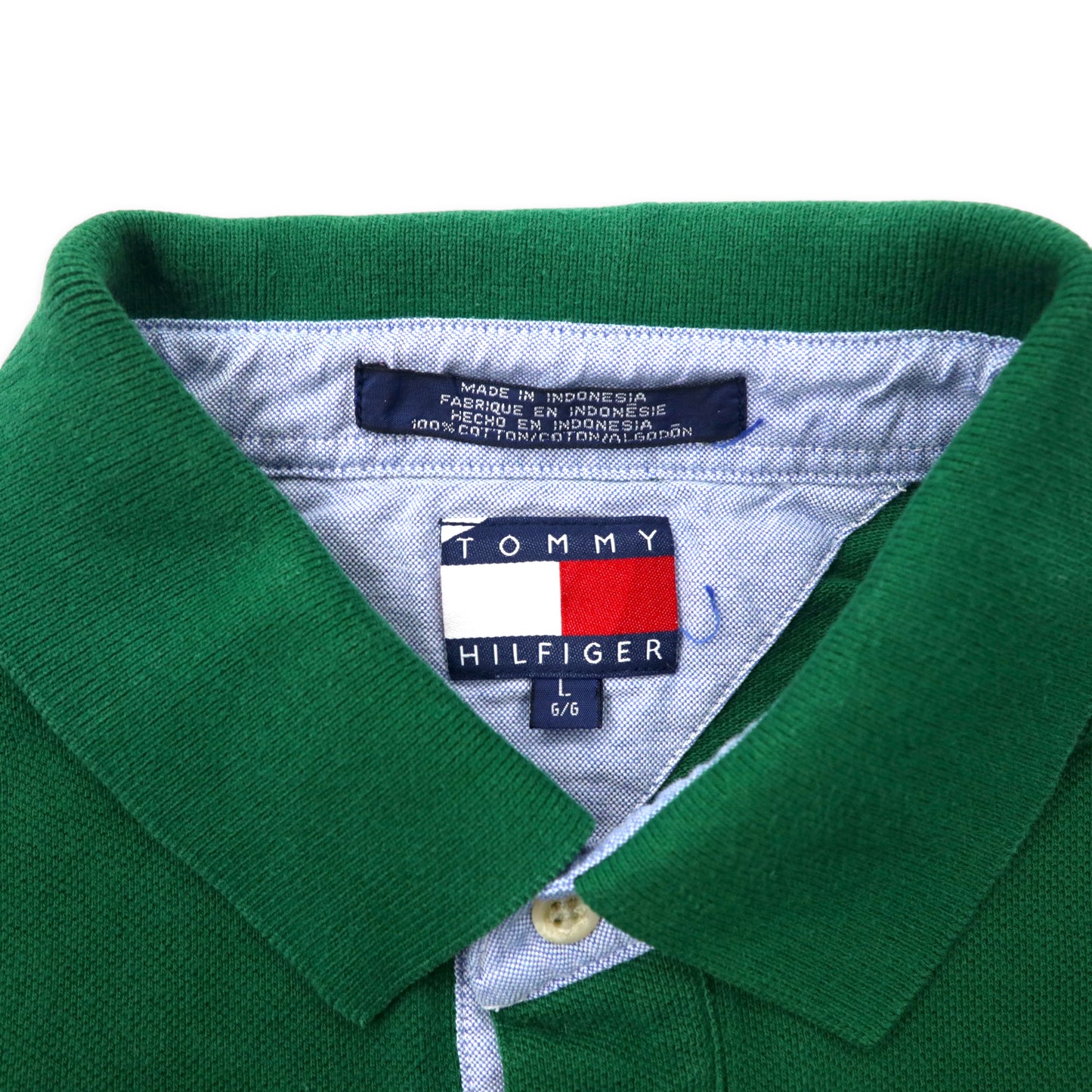 TOMMY HILFIGER 90年代 ビッグサイズ ポロシャツ L グリーン コットン ワンポイントロゴ