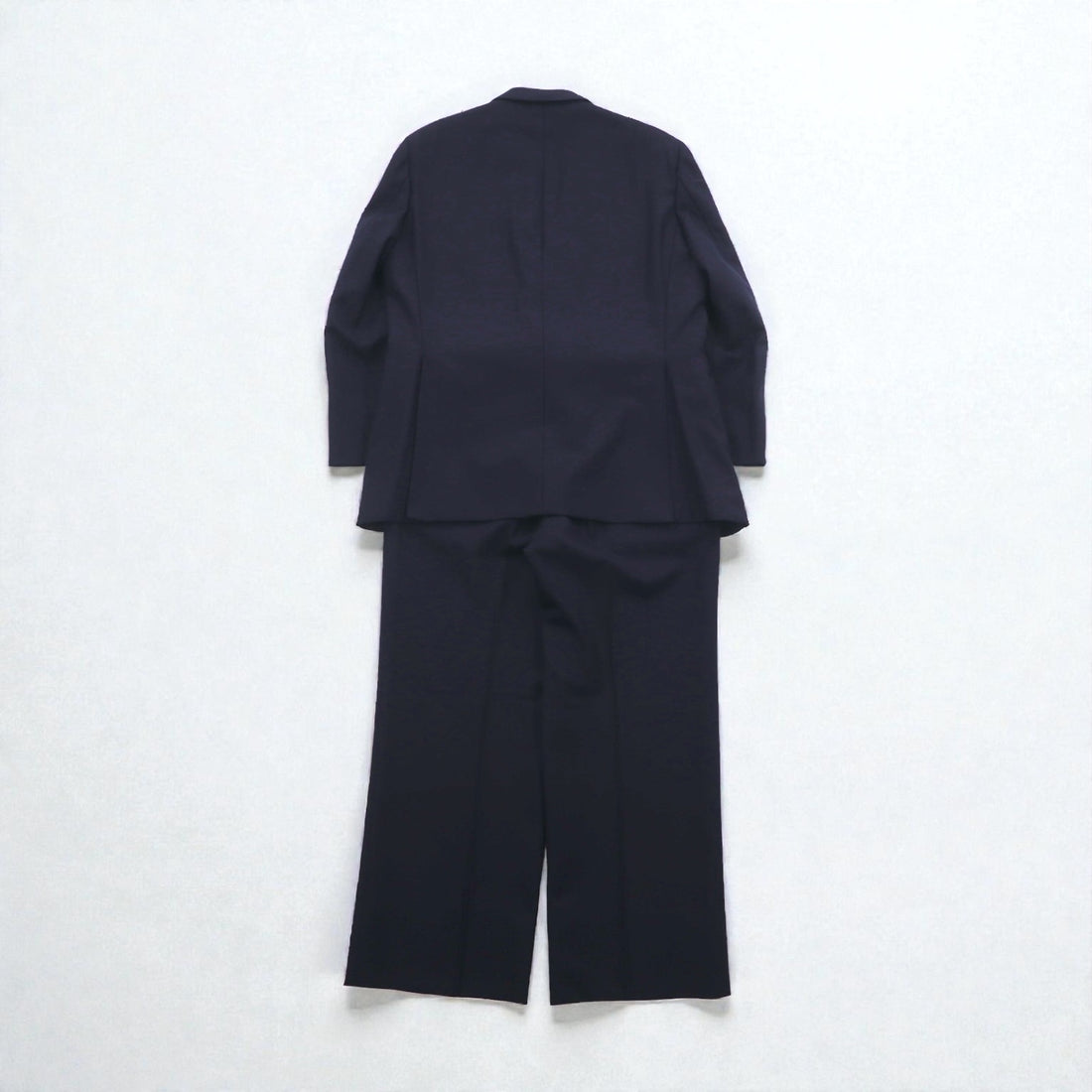 BURBERRY 80s Made in Japan Peak Lapel Double-Breasted Suit, Size S, Navy Wool Tasmania Wool, Blazer, Gold Buttons, Gabardine
