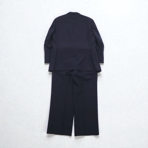 BURBERRY 80s Made in Japan Peak Lapel Double-Breasted Suit, Size S, Navy Wool Tasmania Wool, Blazer, Gold Buttons, Gabardine