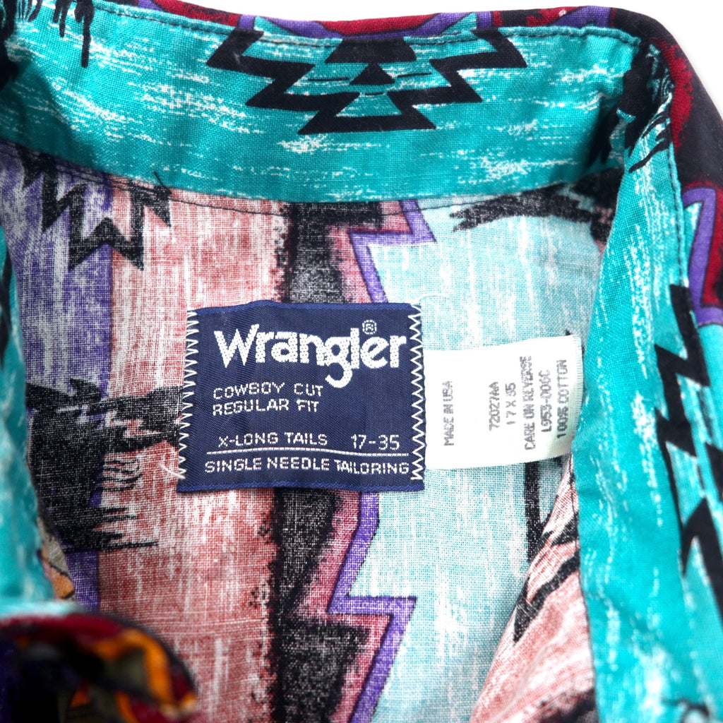 Wrangler USA Made 80's Native American Western Shirt, XL, Multicolor, Cotton