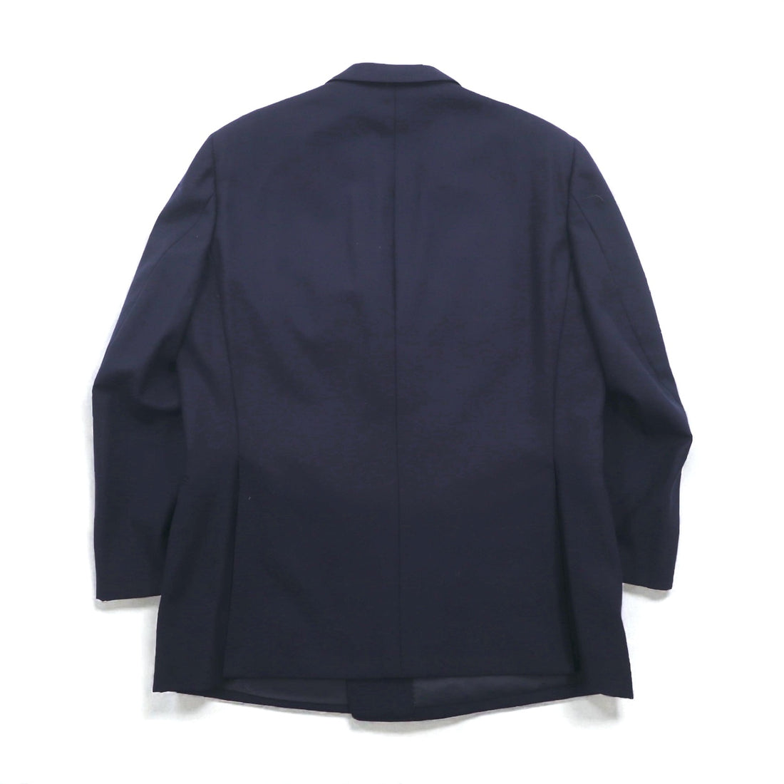 BURBERRY 80s Made in Japan Peak Lapel Double-Breasted Suit, Size S, Navy Wool Tasmania Wool, Blazer, Gold Buttons, Gabardine