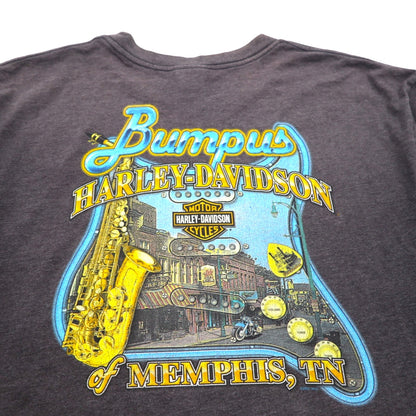 HARLEY DAVIDSON Made in USA Double-sided Print T-Shirt XL Gray Cotton Polyester MENPHIS